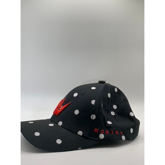 UNBRANDED Men's Black/White/Red Embroidered Logo Polka Dot Adjustable Hat OS - Picture 3 of 7